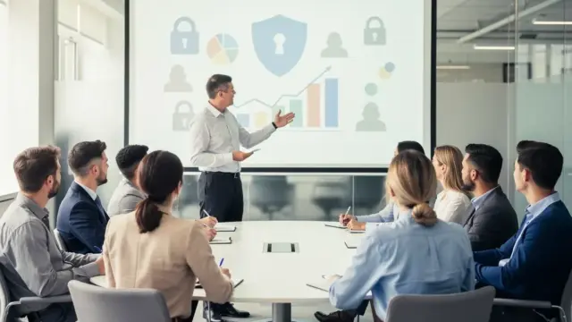 Bild von Mitarbeitern während einer Datenschutzschulung im Unternehmen