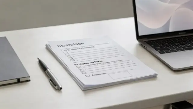 Genehmigungsunterlagen auf Schreibtisch zum Thema Erlaubnis vor dem Start