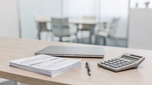 Beratungsgespräch zum Gründungszuschuss bei der Agentur für Arbeit mit Formularen und Laptop