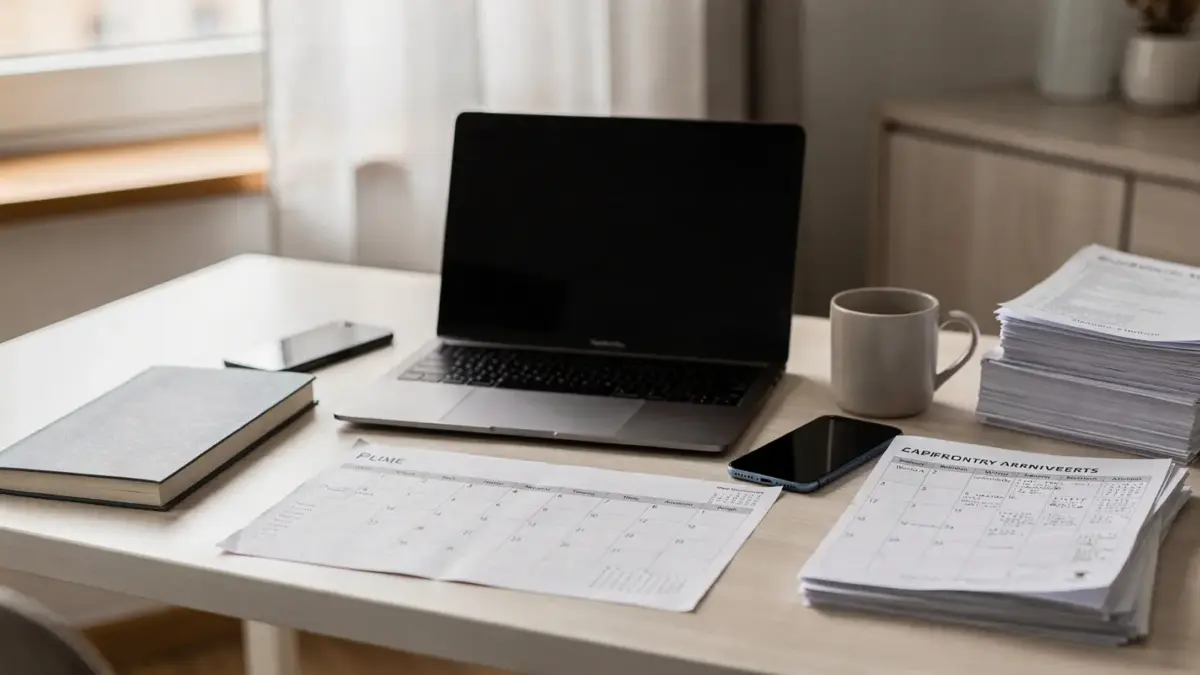 Homeoffice mit Laptop und Unterlagen zum Thema selbstständig krank ohne Einkommen