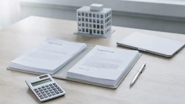 Büro-Szene zu Einzelunternehmen oder UG mit Unterlagen, Rechner und Laptop zur Rechtsformwahl