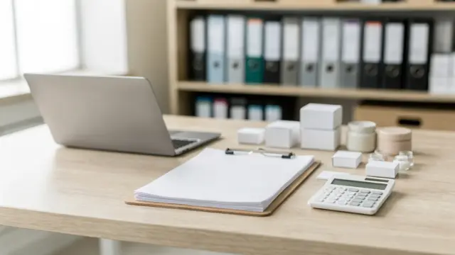 Schreibtisch mit Laptop und Unterlagen zur Betriebshaftpflicht für Selbstständige