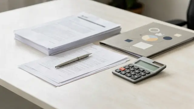 Unterlagen zur Regelung von Geschäftsanteilen auf einem Schreibtisch in einem Büro