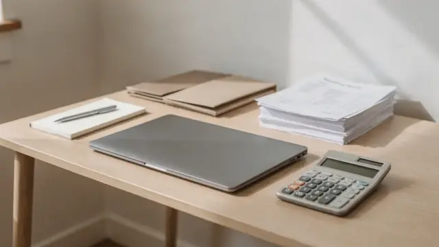 Homeoffice mit Laptop und Unterlagen zur Rechtsform-Gründung im Nebenberuf