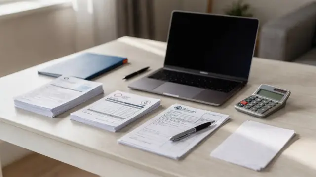 Homeoffice mit Unterlagen zur Umsatzsteuer bei nebenberuflicher Gründung und Kleinunternehmerregelung