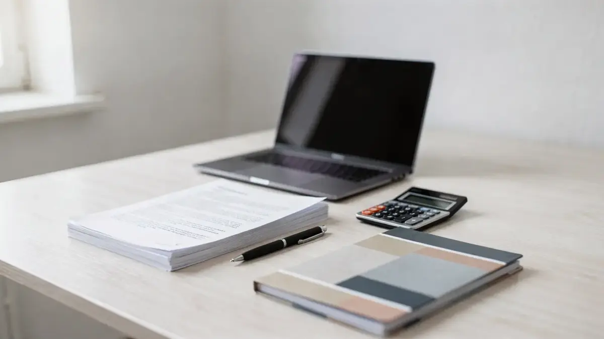 Homeoffice mit Unterlagen und Laptop zum nebenberuflichen Gewerbe anmelden