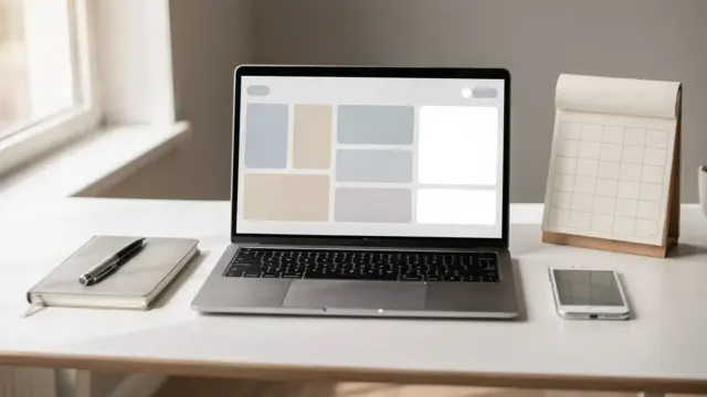 Home-Office mit Laptop und Aufgabenboard zur Projektmanagement-Software für Selbstständige
