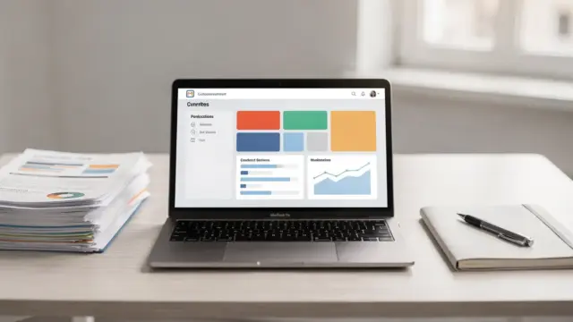 CRM-System zur DSGVO-konformen Verwaltung von Kundendaten auf einem Laptop im Büro