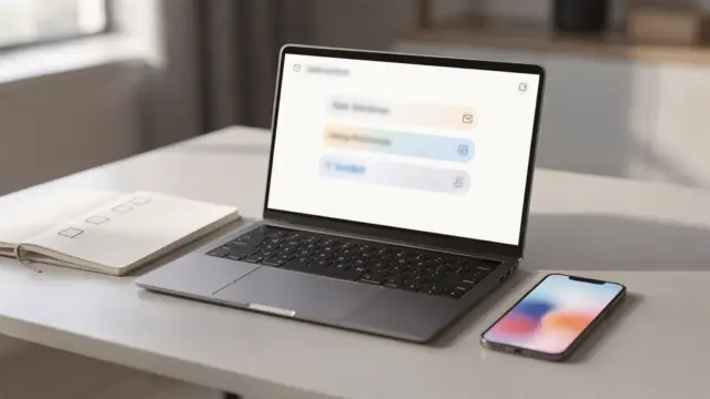 Ordentliches E-Mail-Postfach auf Laptop im Arbeitsumfeld, passend zum Thema professionelle Ordnung