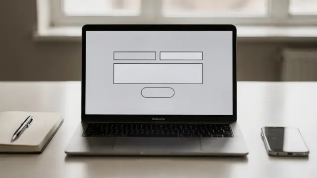 Kontaktformular auf Laptop in Büro mit Pflichtfeldern und Datenschutzhinweis