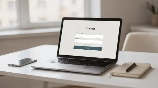 Laptop mit Kontaktformular zur Steigerung von Kontaktanfragen über die Website