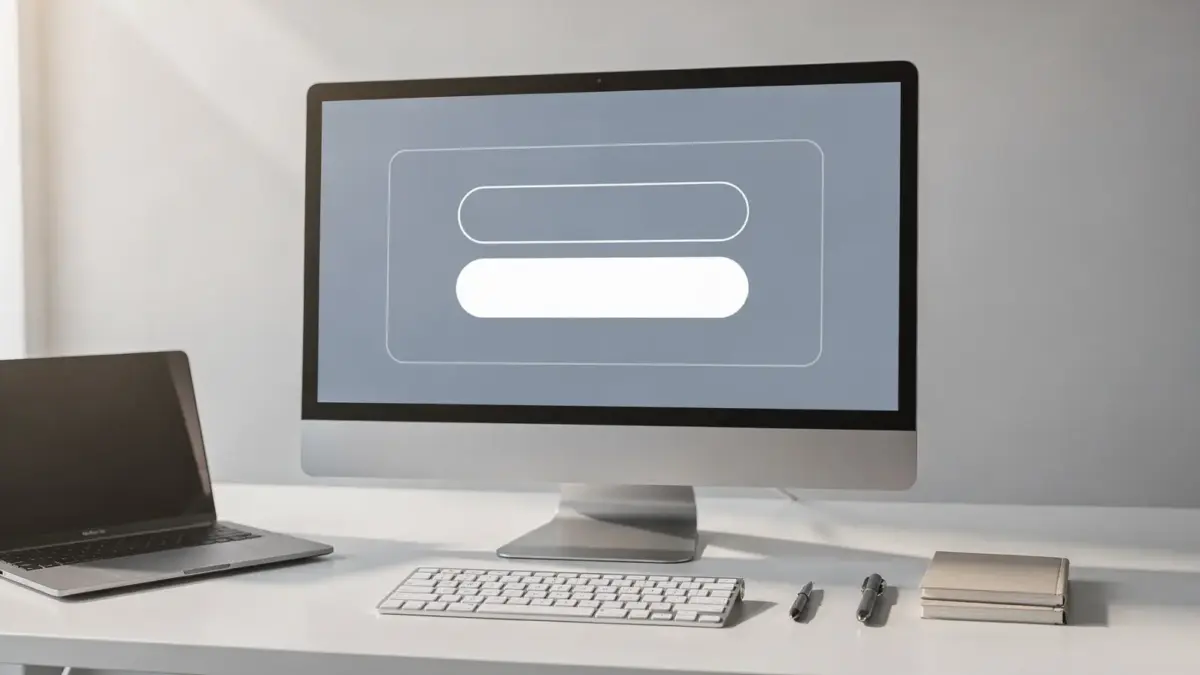 Unternehmenswebsite auf Monitor mit markierten Call-to-Action-Bereichen