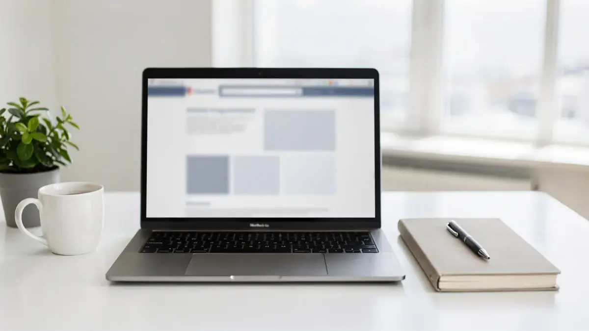 Arbeitsplatz mit Laptop zur Impressumspflicht für die Unternehmenswebsite